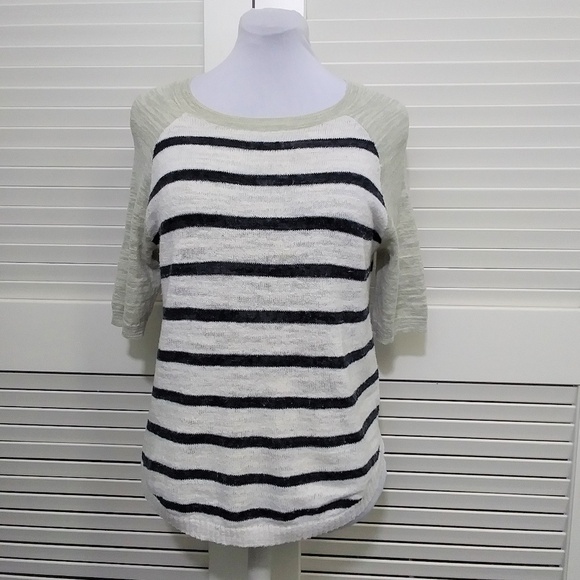 J. Crew Striped Sweater Casual 3/4 Length Sleeve Crew Neck Nautical Womens Small - Picture 1 of 8